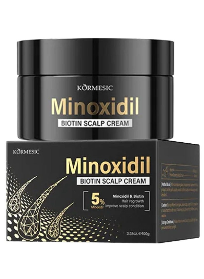 Kormesic 5% Minoxidil Biotin Scalp Cream 100G Hair Regrowth Treatment Cream with Minoxidil 5% Strengthen Hair Promote Hair Growth Reduce Hair Loss Restore Hair Texture & Strength Improve Scalp Condition - Image 1