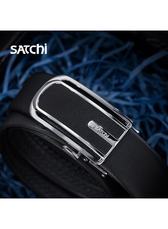 Satchi Men's Business Luxury Automatic Buckle First Layer Cowhide Leather Belt Gift Box 125cm - Image 1