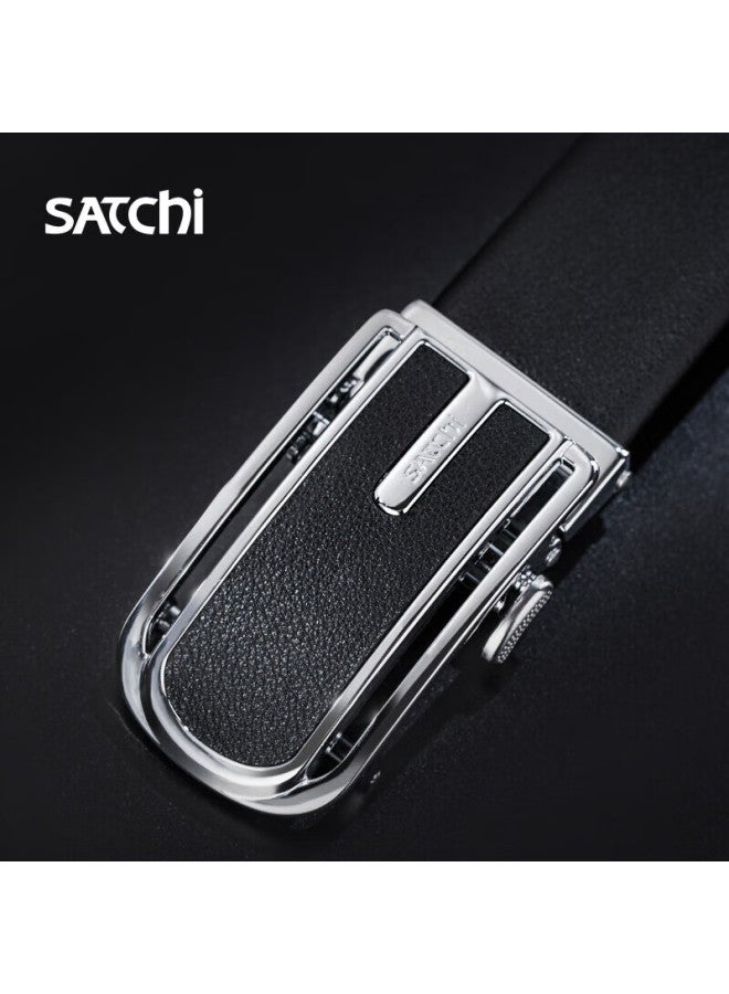 Satchi Men's Business Luxury Automatic Buckle First Layer Cowhide Leather Belt Gift Box 125cm - Image 3
