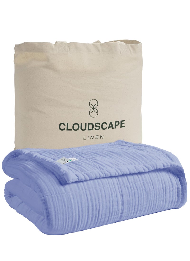 Cloud Scape Linen Soft 4 Layer Baby Muslin Blanket Baby Blue | Ultra Soft and Lightweight | Versatile for multiple use | (Size 52" x 42")  - Image 1