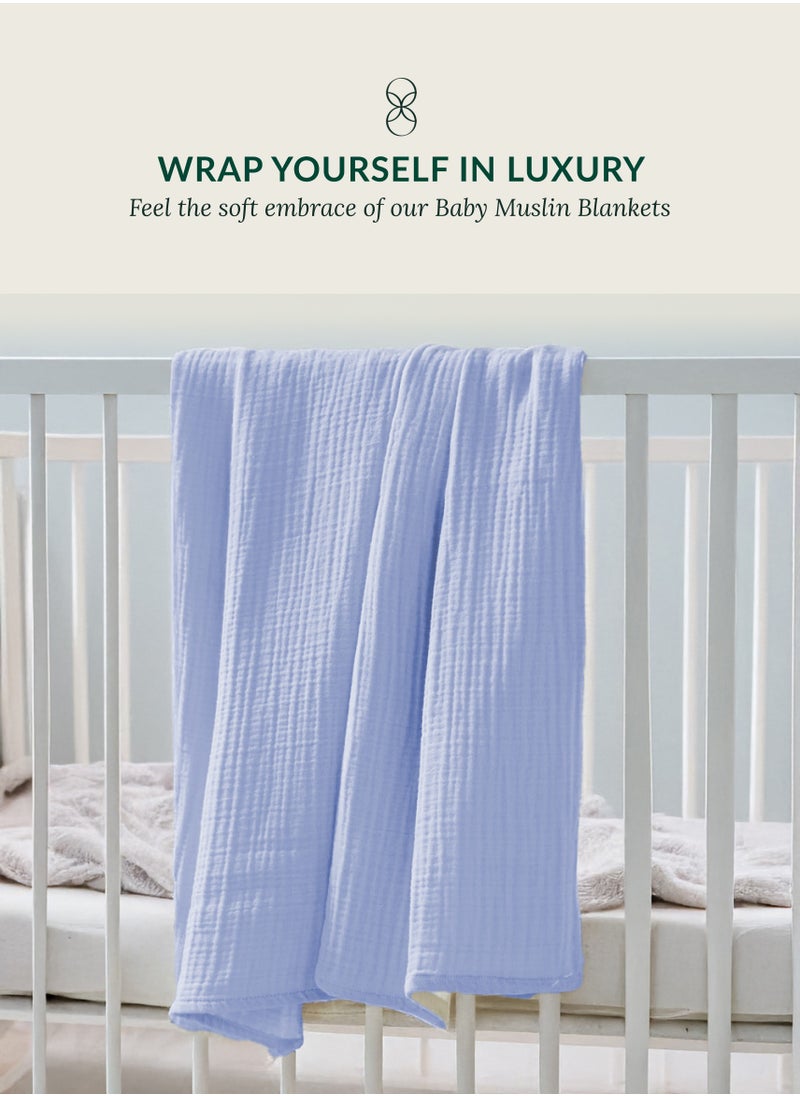 Cloud Scape Linen Soft 4 Layer Baby Muslin Blanket Baby Blue | Ultra Soft and Lightweight | Versatile for multiple use | (Size 52" x 42")  - Image 2