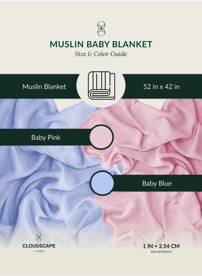Cloud Scape Linen Soft 4 Layer Baby Muslin Blanket Baby Blue | Ultra Soft and Lightweight | Versatile for multiple use | (Size 52" x 42")  - Image 5