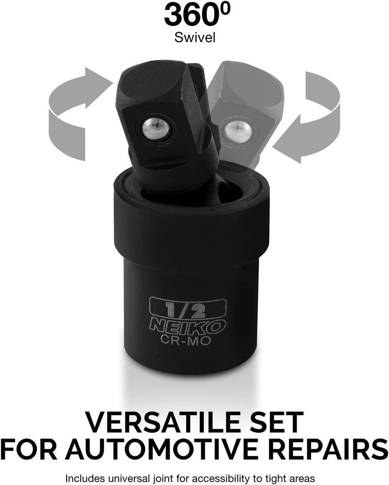 Neiko 00256A 1/2-Inch Drive Impact Extension Bar and Adapter Set, 5-Piece | Includes 5, 10, 15-Inch Extension Bars, Universal Joint, and Reducer - Image 3