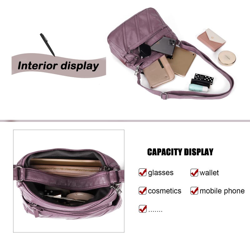 Gladdon Small Crossbody Bags for Women Leather Shoulder Purses Vegan Womens Cross body Bag Lightweight Purple - Image 4