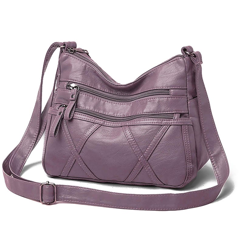 Gladdon Small Crossbody Bags for Women Leather Shoulder Purses Vegan Womens Cross body Bag Lightweight Purple - Image 1