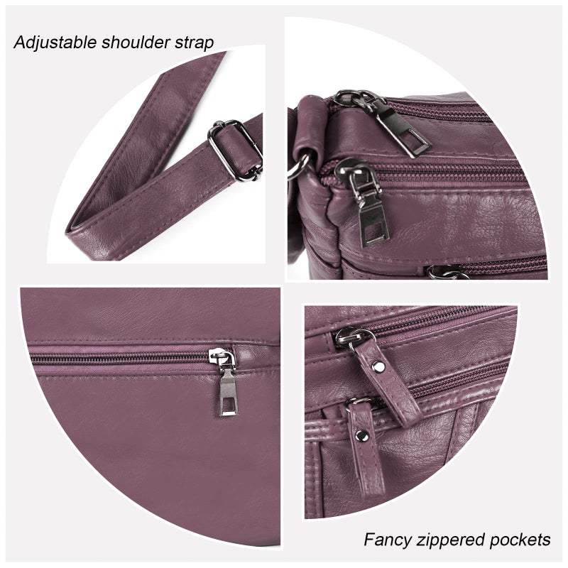 Gladdon Small Crossbody Bags for Women Leather Shoulder Purses Vegan Womens Cross body Bag Lightweight Purple - Image 3