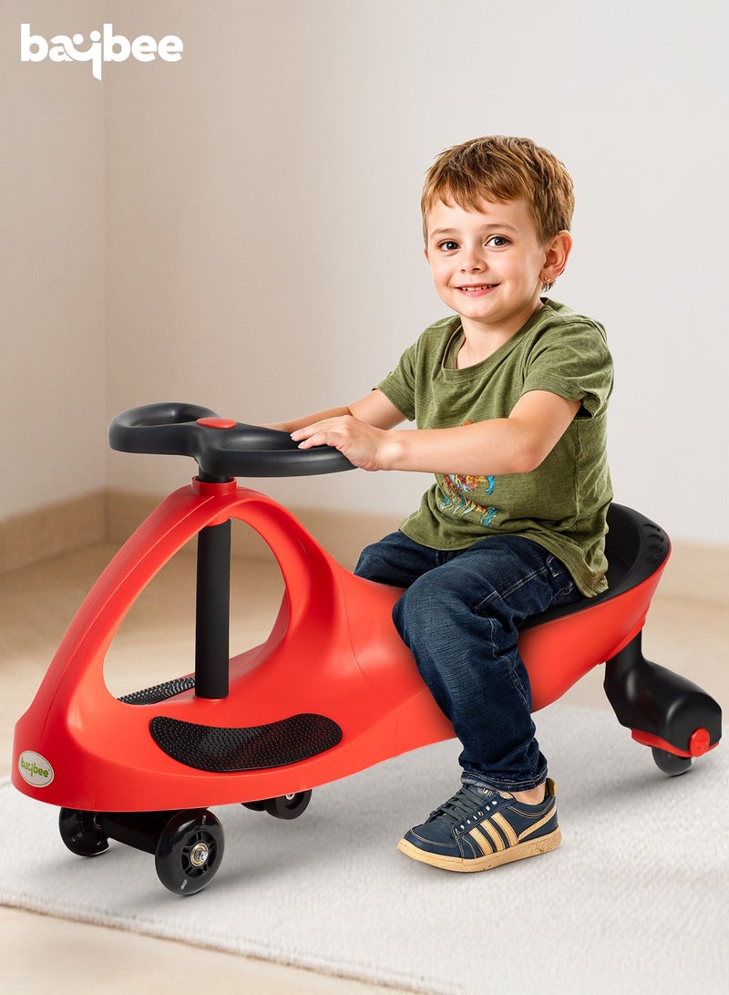 Baybee Unicorn Baby Ride on Magic Cars for Kids Car Ride on Toy Swing Cars with Scratch Free Flashing LED Pu Wheels Push Ride on Car Push Car for Kids 3 to 8 Years Boys Girls Red - Image 2