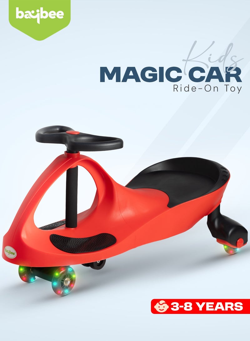 Baybee Unicorn Baby Ride on Magic Cars for Kids Car Ride on Toy Swing Cars with Scratch Free Flashing LED Pu Wheels Push Ride on Car Push Car for Kids 3 to 8 Years Boys Girls Red - Image 3