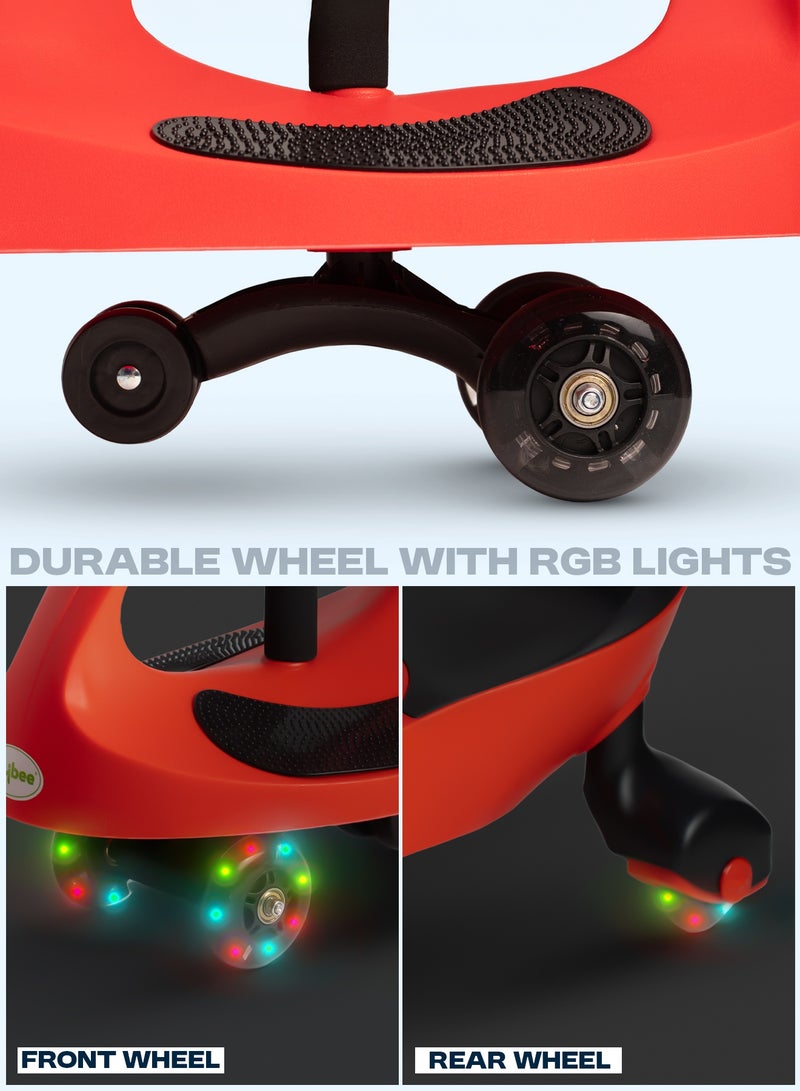 Baybee Unicorn Baby Ride on Magic Cars for Kids Car Ride on Toy Swing Cars with Scratch Free Flashing LED Pu Wheels Push Ride on Car Push Car for Kids 3 to 8 Years Boys Girls Red - Image 5