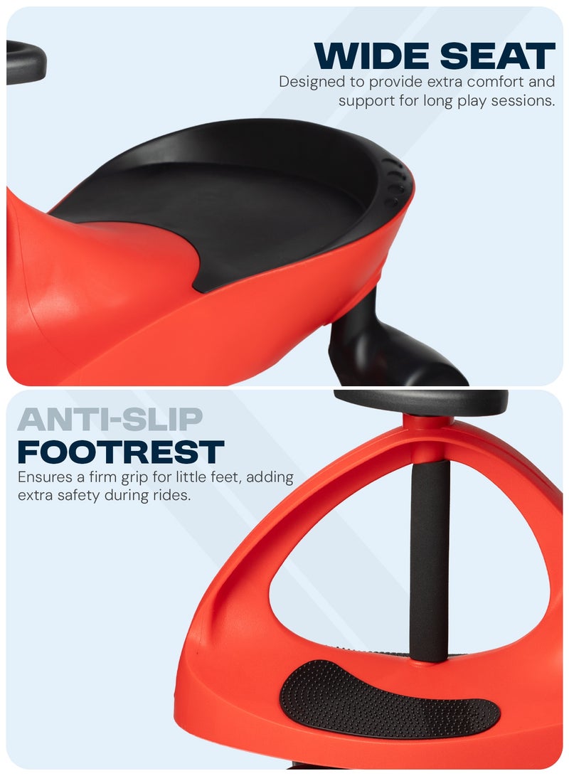 Baybee Unicorn Baby Ride on Magic Cars for Kids Car Ride on Toy Swing Cars with Scratch Free Flashing LED Pu Wheels Push Ride on Car Push Car for Kids 3 to 8 Years Boys Girls Red - Image 4