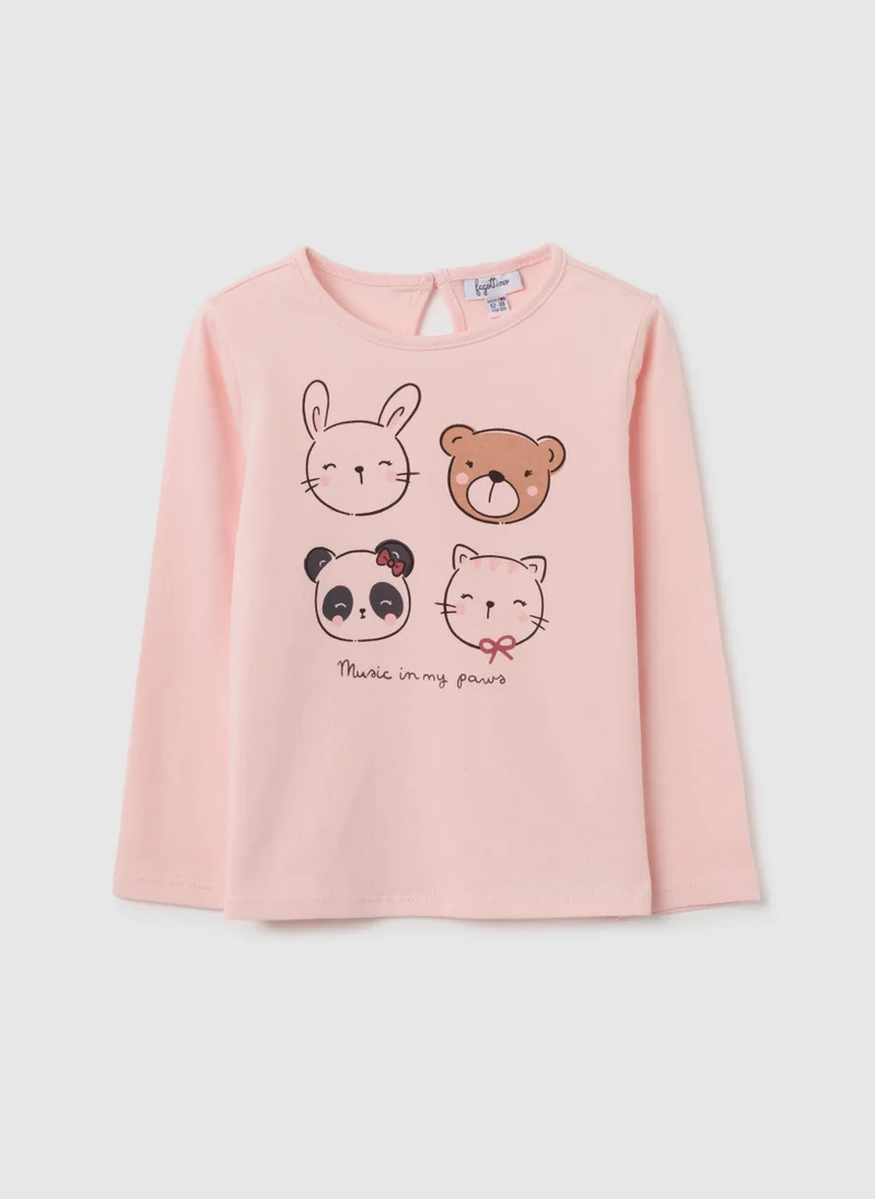 او في اس BABY GIRL COTTON PINK REGULAR FIT SHIRT