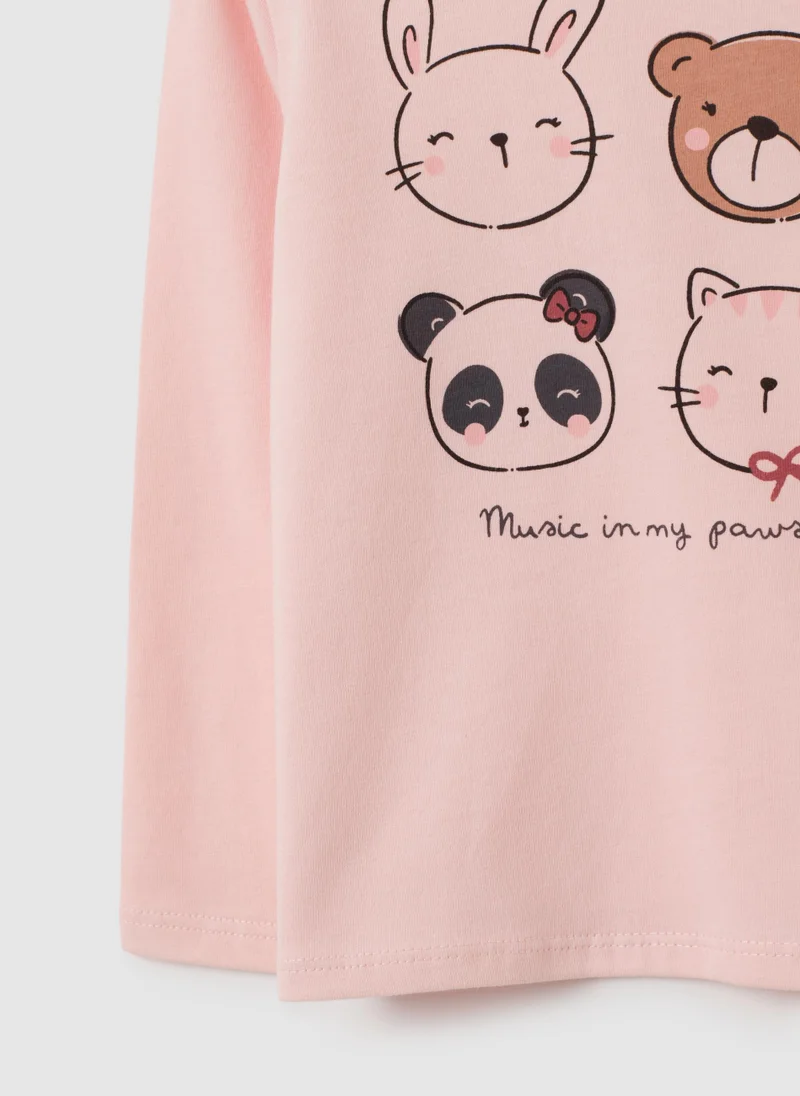 او في اس BABY GIRL COTTON PINK REGULAR FIT SHIRT