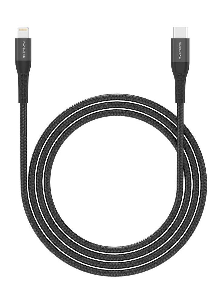 RIVERSONG RIVERSONG Cable Alpha L5 20W PD Lightning iPhone to Type-C, Black  - Image 1