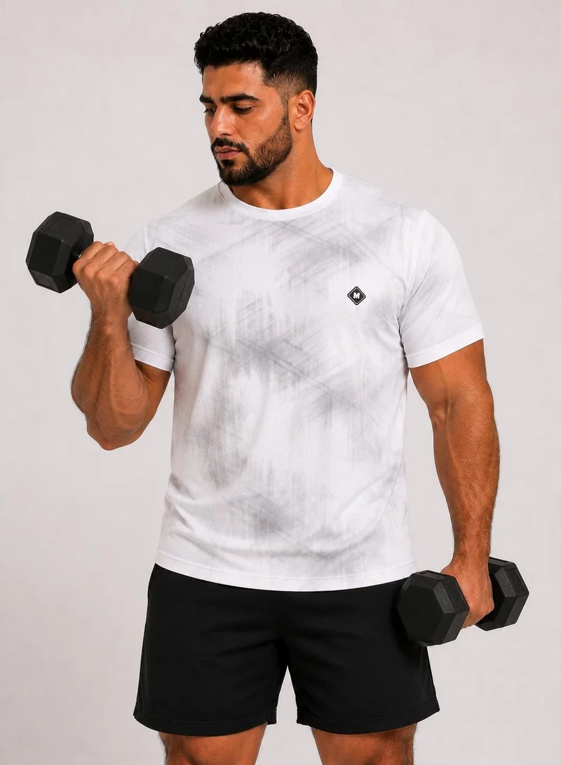 Moveletix White Men's Plus Size Training Short Sleeve T-Shirt White Ultra Cooling for Men | Best Price UAE