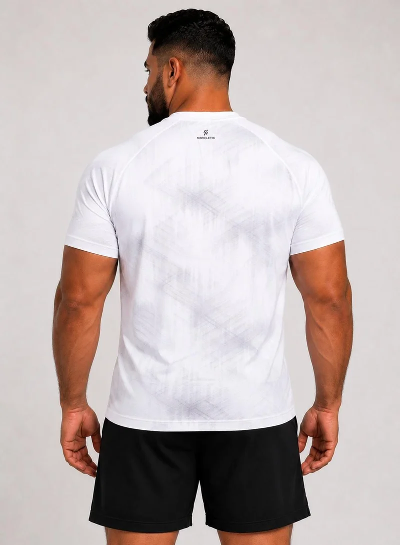 Moveletix Men's Plus Size Training Short Sleeve T-Shirt White Ultra Cooling