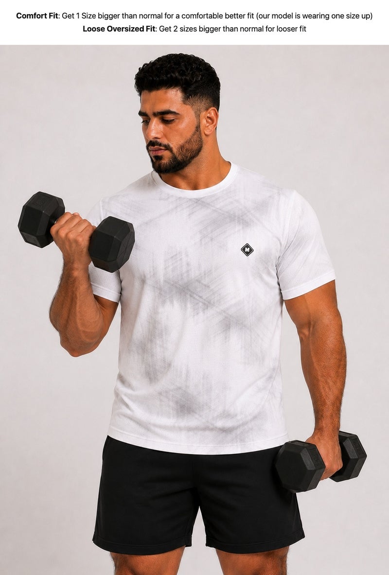 Moveletix Men's Plus Size Training Short Sleeve T-Shirt White Ultra Cooling - Image 3