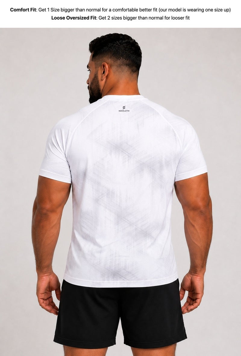 Moveletix Men's Plus Size Training Short Sleeve T-Shirt White Ultra Cooling - Image 2