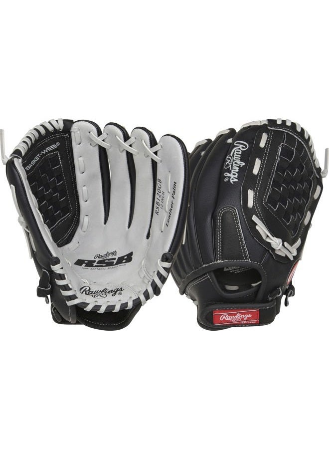 Rawlings Softball Series Glove, Basket Web, 12 inch, Left Hand Throw, RSB120GB-0/3,Black/Gray - Image 1