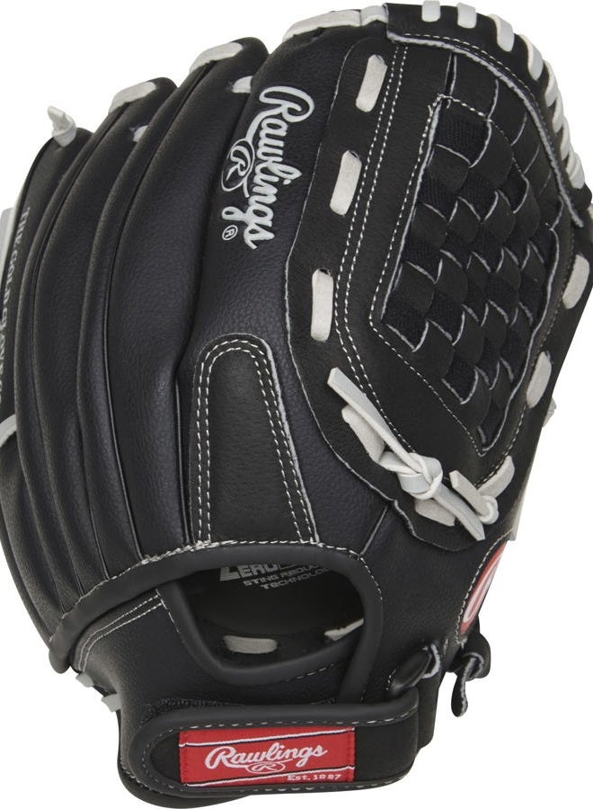 Rawlings Softball Series Glove, Basket Web, 12 inch, Left Hand Throw, RSB120GB-0/3,Black/Gray - Image 4