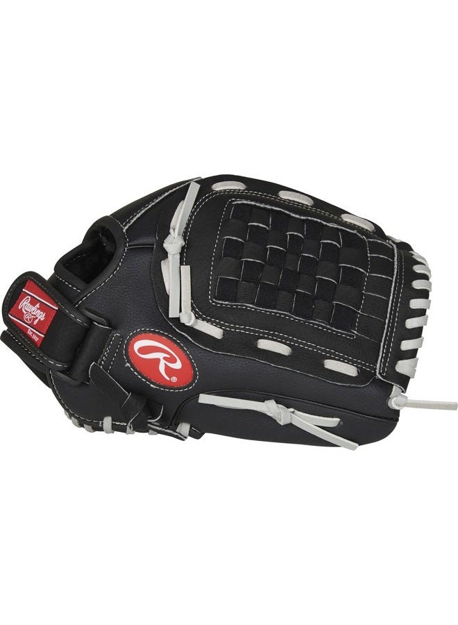 Rawlings Softball Series Glove, Basket Web, 12 inch, Left Hand Throw, RSB120GB-0/3,Black/Gray - Image 2
