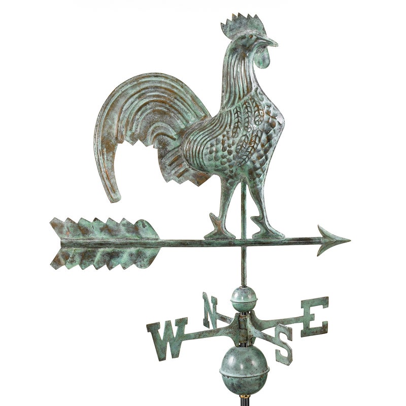 Good Directions Good Directions Rooster Weathervane Blue Verde Copper Patina 25in 