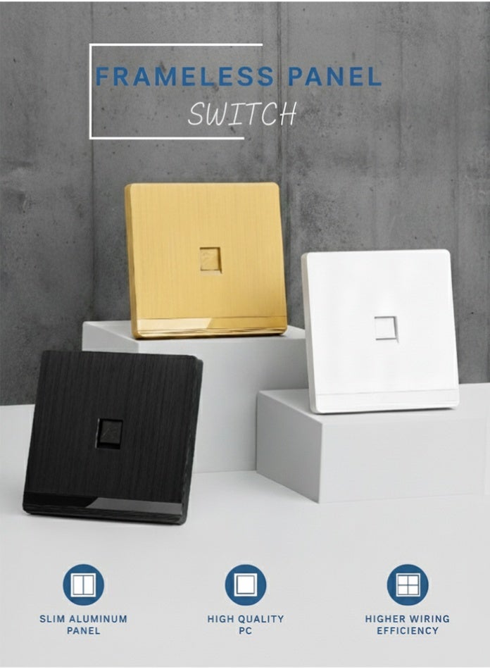 Vmax Computer Ethernet Socket with Port Frameless Slim Aluminum Panel High-Speed Wired Network Outlet Stylish Design Easy Wall Installation (WHITE) - Image 1