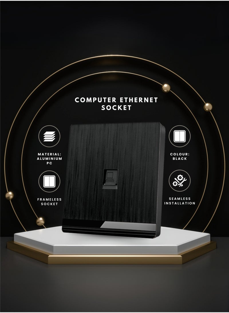 Vmax Computer Ethernet Socket with Port Frameless Slim Aluminum Panel High-Speed Wired Network Outlet Stylish Design Easy Wall Installation (WHITE) - Image 3