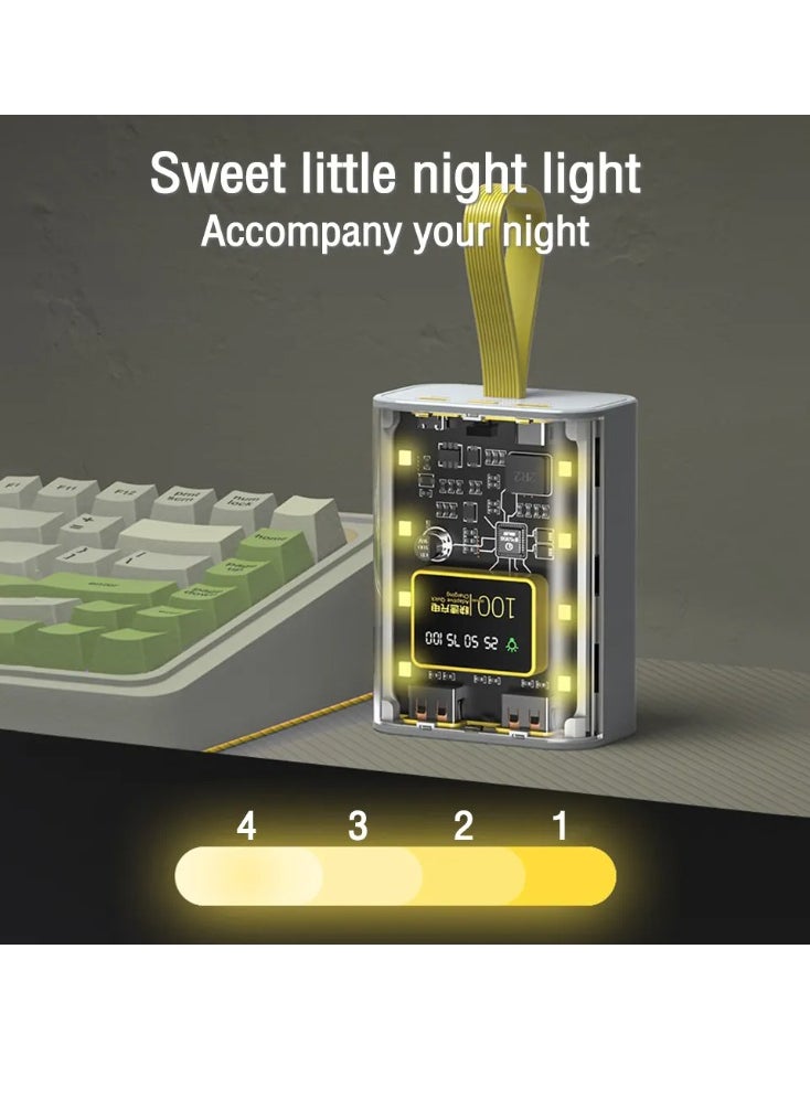 High Quality Power Bank With LED Digital Display - Fast Charging Power Bank 10,000mAh Night Lights Built-in Cables