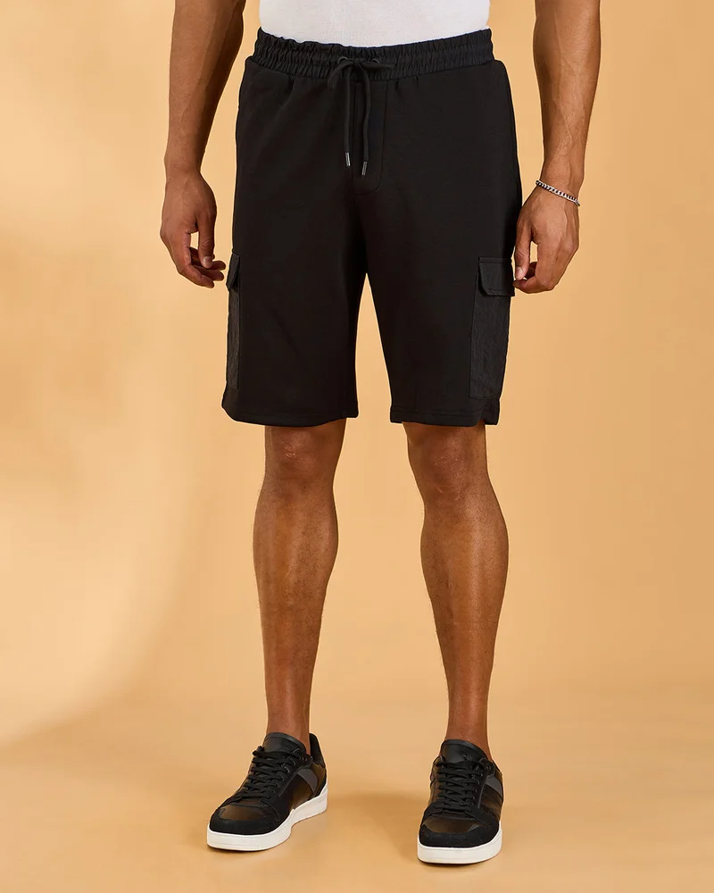 Redtag Men Black Cargo Shorts