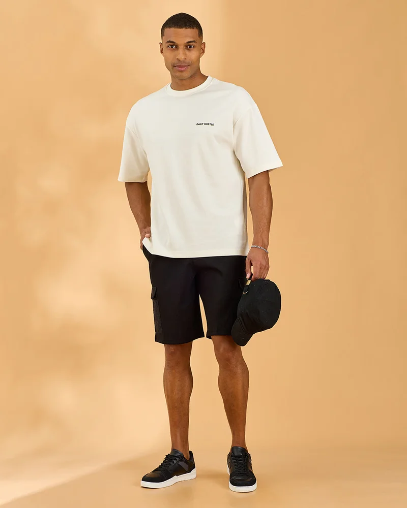 Redtag Men Black Cargo Shorts