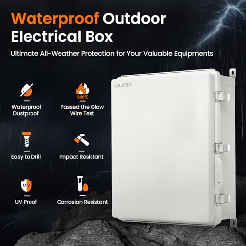 QILIPSU UL94-V0 Outdoor Electrical Box 20.3"x16.4"x7.9" Waterproof Junction Box Weatherproof PC/ABS Alloy Plastic IP66 Project Electric Enclosure Grey Hinged Door - Image 3