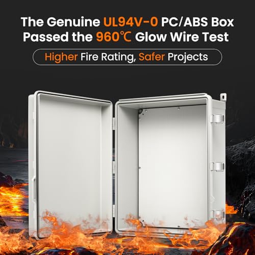 QILIPSU UL94-V0 Outdoor Electrical Box 20.3"x16.4"x7.9" Waterproof Junction Box Weatherproof PC/ABS Alloy Plastic IP66 Project Electric Enclosure Grey Hinged Door - Image 2