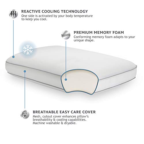 Sealy وسادة سيالي الأساسية القابلة للعكس للتبريد والراحة، مصنوعة من رغوة الذاكرة، حجم قياسي/ملكة، بيضاء، حجم ملكة (عبوة من 1) - Image 4