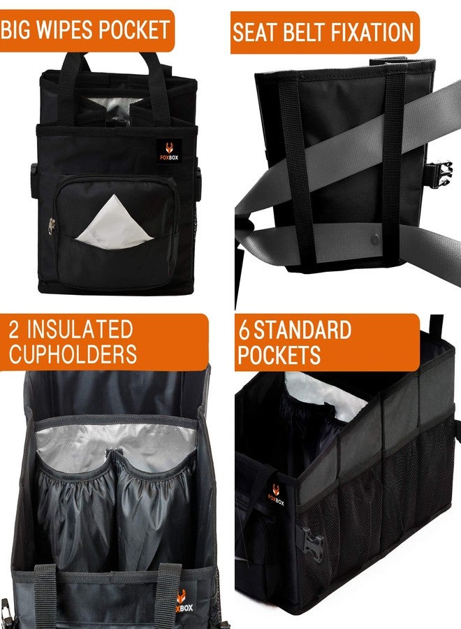 FOXBOX Car Seat and Trunk Organizer, SUV Front or Back Seat Storage - Passenger Floor, Under or Between Seats Organization, Car Gifts for Men and Women (Black) - Image 3