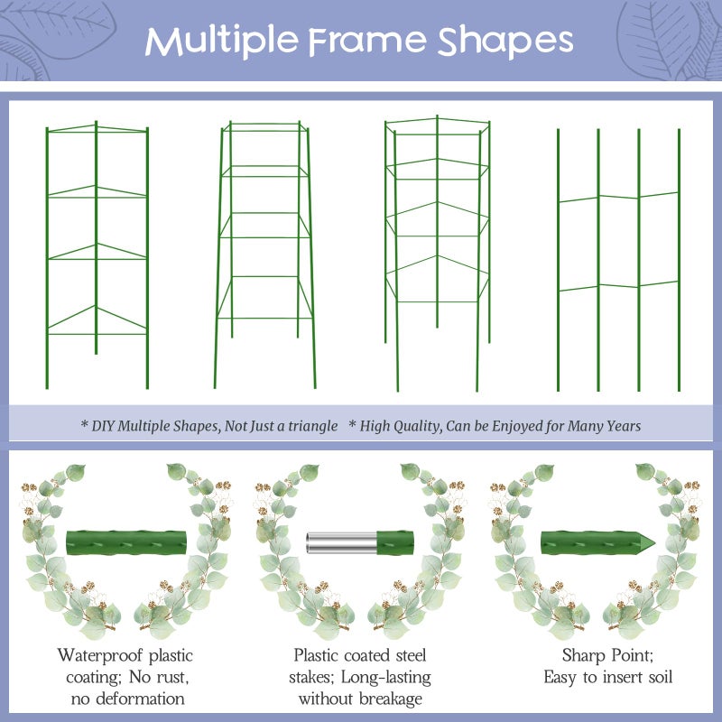 Legigo 8-Pack Up to 63inch Tomato Cages for Garden Plant Support- Garden Stakes Tomato Cage, Tomato Trellis for Potted Plants, Tomato Cages Plant Stakes for Climbing Vegetables Plants Flowers - Image 5