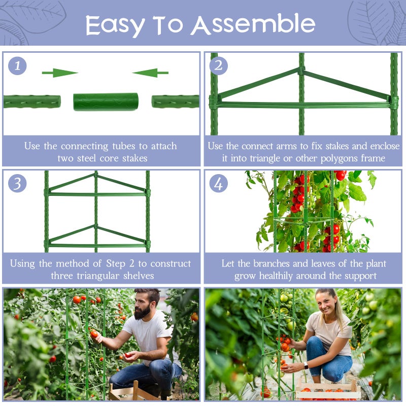 Legigo 8-Pack Up to 63inch Tomato Cages for Garden Plant Support- Garden Stakes Tomato Cage, Tomato Trellis for Potted Plants, Tomato Cages Plant Stakes for Climbing Vegetables Plants Flowers - Image 4