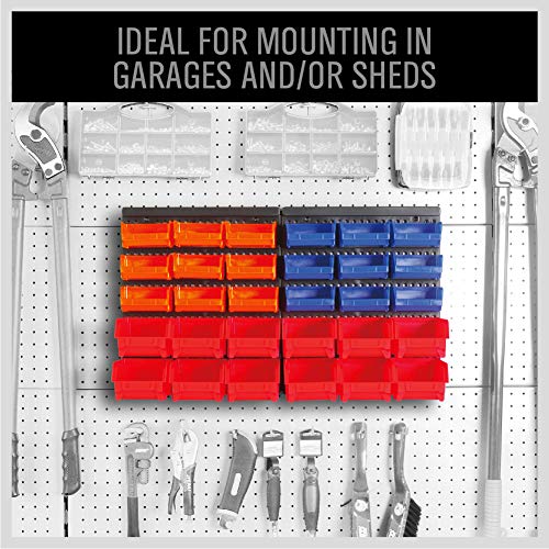 SEDY 30-Bin Wall-Mounted Storage Rack System - Heavy-Duty Garage Tool Organizer for Screws, Nuts, Bolts, Nails, Beads, and Small Hardware Parts - Easy Installation and Customizable - Image 4