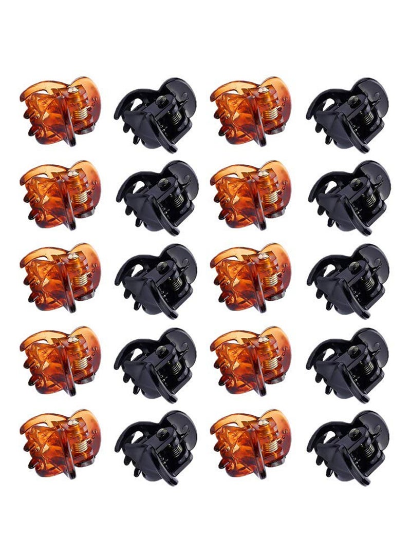 سونسر 20 قطعة مشابك مشابك مشابك شعر صغيرة غير قابلة للانزلاق لشعر الفتيات (أسود وبني) - Image 1