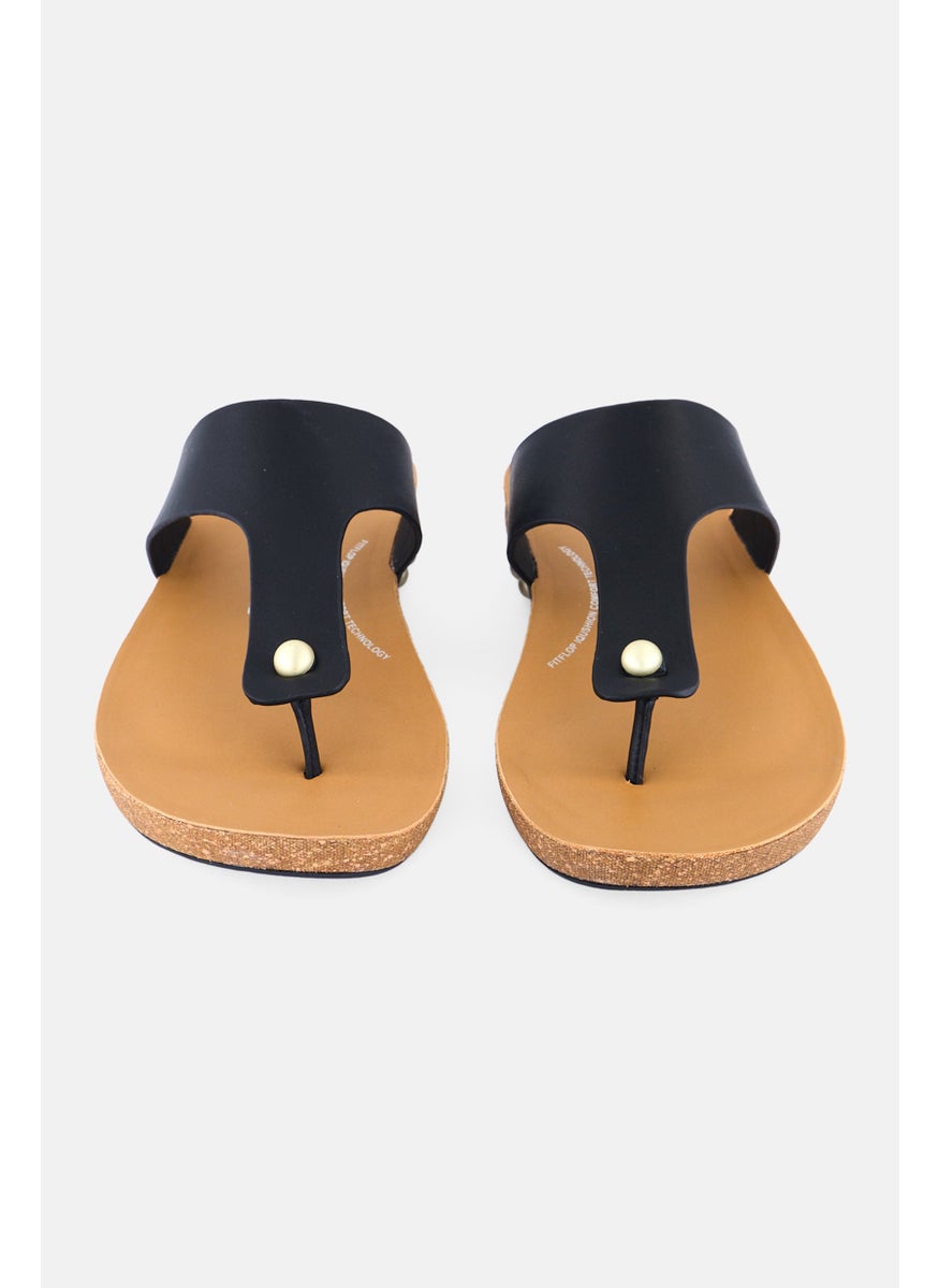 FitFlop Women Toe Post Slip On Sandals, Black  - Image 4