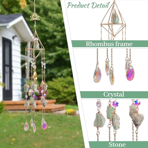 Dreamsum Green Fluorite Crystal Suncatcher, Dreamsum Window Hanging Pendant Glass Prisms Decor Wind Chime Rainbow Sun Catcher for Home Garden Porch to Lover Parents Friends - Image 4