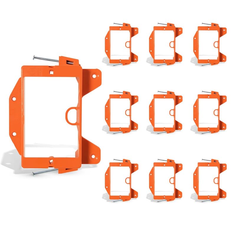 Best Mounts BestMounts - 10 Pack Nail-ON Low Voltage Mounting Brackets 1 Gang Multipurpose New Construction - Drywall Outlet Cable Wall Plate Bracket for Telephone Wire, Network Cable, HDMI, Speaker Wire - Image 1
