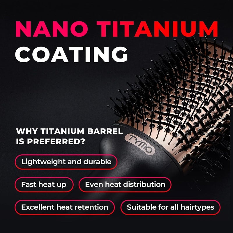 TYMO Volumizer Hair Dryer Brush, 4 In 1 Ionic Hair Dryer And Styler Volumizer With Oval Titanium Barrel, Hot Air Straightener Brush For Smooth Frizz-Free Blowout, 1200 Watts - Image 2