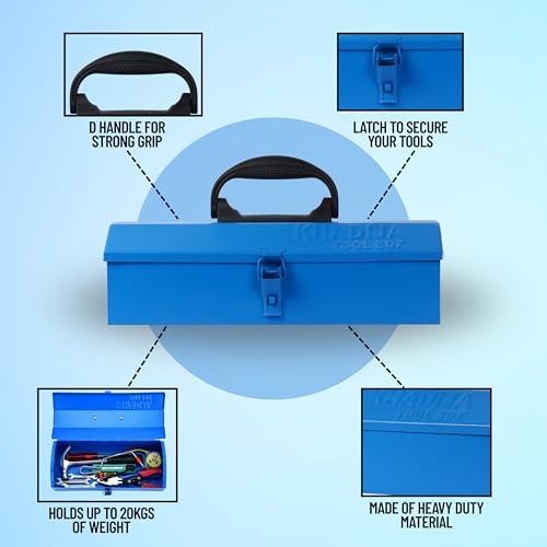 KHADIJA Metal Single Compartment Big Storage Professional Tool Box (Blue) - Image 3