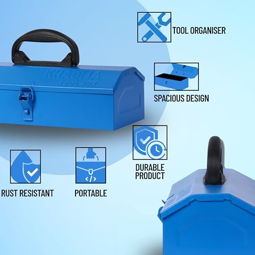 KHADIJA Metal Single Compartment Big Storage Professional Tool Box (Blue) - Image 4