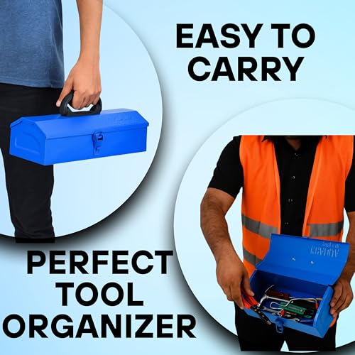 KHADIJA Metal Single Compartment Big Storage Professional Tool Box (Blue) - Image 5