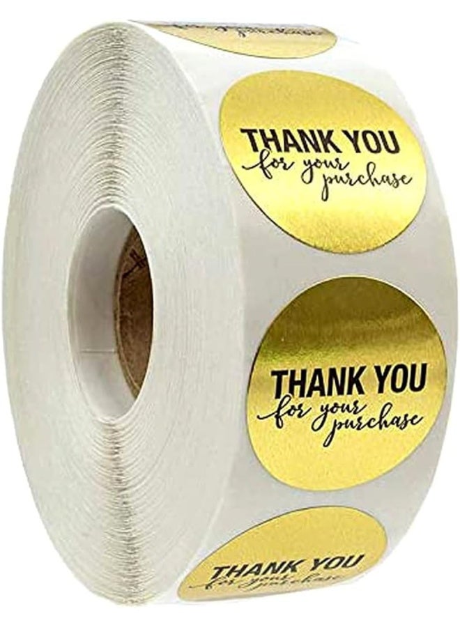 Premify 500 Pieces Thank You For Your Purchase Stickers Gold Foil Round Labels Stickers In Roll, Packaging Envelope Seals Small Business Gift Wrap Bag, Each Sticker Measures 1 Inch - Image 1