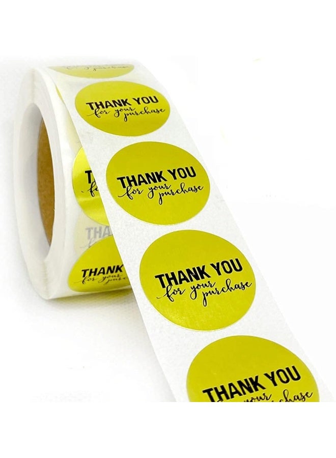 Premify 500 Pieces Thank You For Your Purchase Stickers Gold Foil Round Labels Stickers In Roll, Packaging Envelope Seals Small Business Gift Wrap Bag, Each Sticker Measures 1 Inch - Image 2