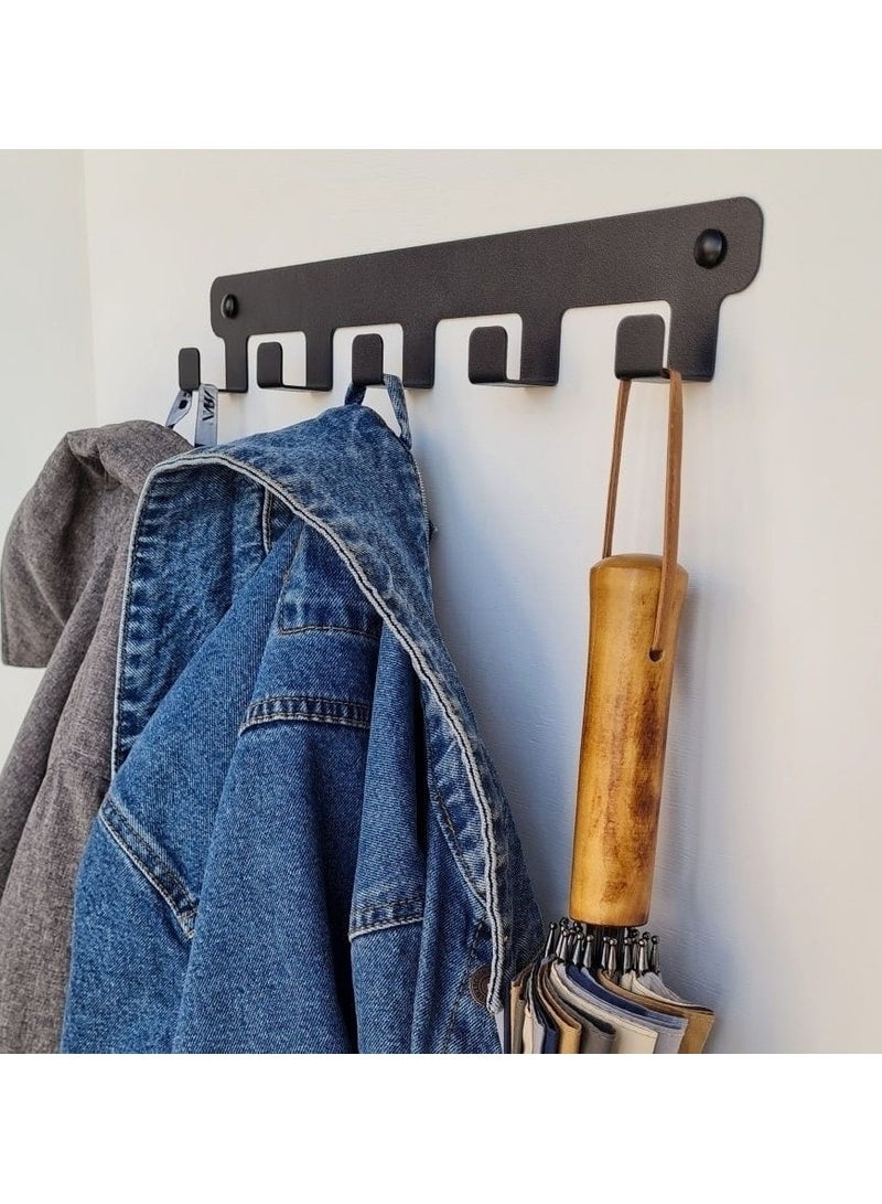 Clothes towels Rack 5 Hooks Aluminum Black 