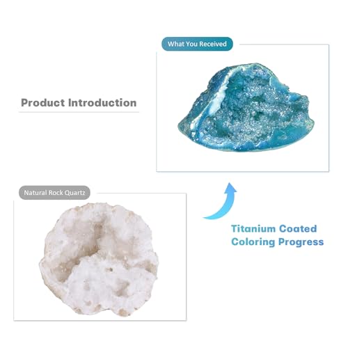 mookaitedecor Angel Aura Quartz Geode Stone Titanium Coated Natural Rock Crystal Cluster Specimen for Reiki Healing Meditation Home Decor 0.22-0.44 LB, Light Blue - Image 2