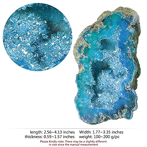 mookaitedecor Angel Aura Quartz Geode Stone Titanium Coated Natural Rock Crystal Cluster Specimen for Reiki Healing Meditation Home Decor 0.22-0.44 LB, Light Blue - Image 3